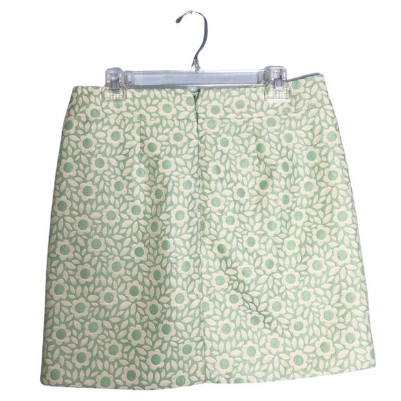 LOFT Light Green and Off White Mini Skirt A-LIne Size 6 Retro Flowers Floral - Picture 2 of 8